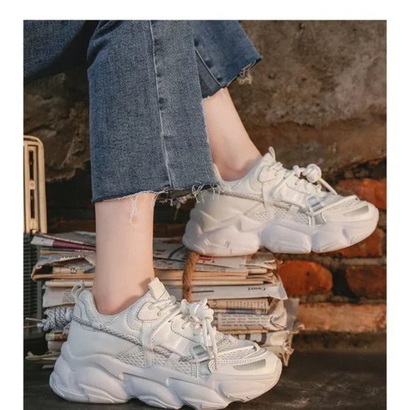 Mesh Sneakers Lace Up Running Casual Shoes for Women - Picture 2 of 4